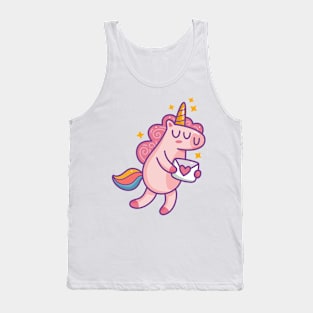 Unicorn Holding Love Letter Tank Top